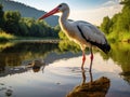 Ai Generated illustration Wildlife Concept of White Stork (Ciconia ciconia)