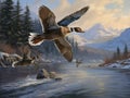 Ai Generated illustration Wildlife Concept of Widgeon