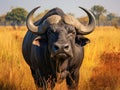 Ai Generated illustration Wildlife Concept of of a wild african buffalo Royalty Free Stock Photo