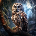 Ai Generated illustration Wildlife Concept of Wild Barred Owl Royalty Free Stock Photo