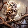 Ai Generated illustration Wildlife Concept of Wild Barred Owl Royalty Free Stock Photo