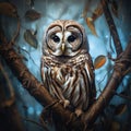 Ai Generated illustration Wildlife Concept of Wild Barred Owl Royalty Free Stock Photo