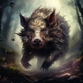 Ai Generated illustration Wildlife Concept of Wild boar also wild pig Sus scrofa