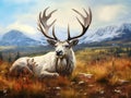 Ai Generated illustration Wildlife Concept of Wild Bull Caribou