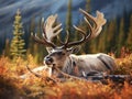 Ai Generated illustration Wildlife Concept of Wild Bull Caribou