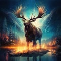 Ai Generated illustration Wildlife Concept of Wild moose Alaska