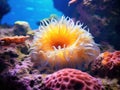 Ai Generated illustration Wildlife Concept of Yellow Sea Anemone Royalty Free Stock Photo