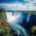 Ai Generated illustration Wildlife Concept of Zambezi river and Victoria Falls. Zimbabwe