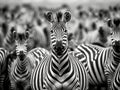 Ai Generated illustration Wildlife Concept of Zebra in a herd of wildebeest