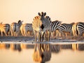 Ai Generated illustration Wildlife Concept of Zebra - Namibia Royalty Free Stock Photo