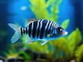 Ai Generated illustration Wildlife Concept of Zebrafish Zebra Barb Danio rerio Royalty Free Stock Photo