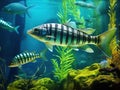 Ai Generated illustration Wildlife Concept of Zebrafish Zebra Barb Danio rerio Royalty Free Stock Photo