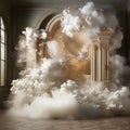 AI generated illustration of a wispy cloud of fluffy smoke