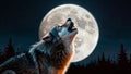 AI generated illustration of a wolf barking at the moon Royalty Free Stock Photo