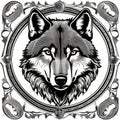 AI generated illustration of a wolf's head suitable for graphics, laser engravers Royalty Free Stock Photo