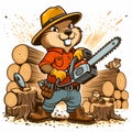 A woodchuck chucking wood