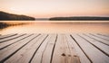 AI generated illustration of a wooden dock extending out into a serene lake Royalty Free Stock Photo