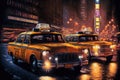 Yellow cabs of new york city, ai generative illustration