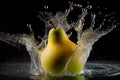 AI-generated illustration of the yellow pear falling into the water