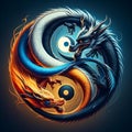 AI generated illustration of a Yin and yang with two dragons, hot and cold Royalty Free Stock Photo