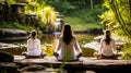 AI generated illustration of young female adults in a peaceful moment of reflection and meditation Royalty Free Stock Photo