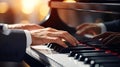 AI generated illustration of a young musician playing a grand piano in a sun-filled room Royalty Free Stock Photo