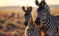 AI generated illustration of zebras in an outdoor grassland environment running