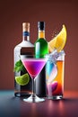 AI-generated illustrations of cocktail