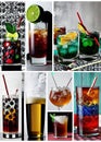 Ai-generated illustrations of colorful iced alcohol cocktails