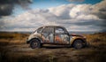 AI-Generated Image: Abandoned Rusty French Vintage Car in Countryside