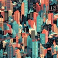 Abstract Cityscapes background, design seamless pattern
