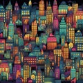 Abstract Cityscapes background, design seamless pattern