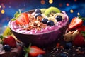 Acai smoothie bowl healthy food background