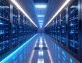 Advanced Data Center Server Corridor with Cloud Computing Technology Royalty Free Stock Photo