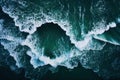 AI generated image aerial top view background photo of ocean sea water splashing.