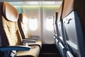 Ai generated image of airplane interior seats and window Royalty Free Stock Photo