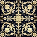 Antique Damask Tiles background, design seamless pattern Royalty Free Stock Photo