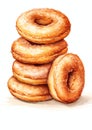 Apple cider donuts watercolor border Royalty Free Stock Photo