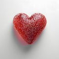 Radiant Heart-Shaped Jelly Candy with Sugar Coating on White Backdrop Royalty Free Stock Photo