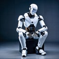 AI generated image of a robot sitting and thinking Royalty Free Stock Photo