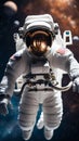 Astronaut floating in deep space