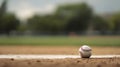 Dirty White Baseball on Pitcher\'s Mound Closeup Outdoor Sports Field Background Professional Game Day Equipment Action Shot Royalty Free Stock Photo