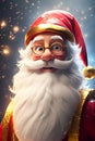 3D portrait art of magic Santa Claus. AI generative