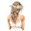 beautiful watercolor boho style hair style for bride wedding hair style event back view Royalty Free Stock Photo