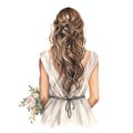 beautiful watercolor boho style hair style for bride wedding hair style event back view Royalty Free Stock Photo