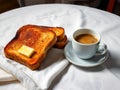 Golden Toast with Coffee: A Simple Morning Delight Royalty Free Stock Photo