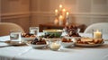 Ramadan Iftar Table with Dates, Water, and Candlelight Royalty Free Stock Photo