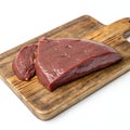 AI Generated Image Beef Liver on a Rustic Wooden Board Royalty Free Stock Photo
