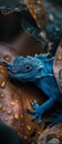 AI generated image, blue lizard lizards gekko hyper realism realistic photography