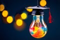 Bright Ideas Graduate: Light Bulb with Degree Cap